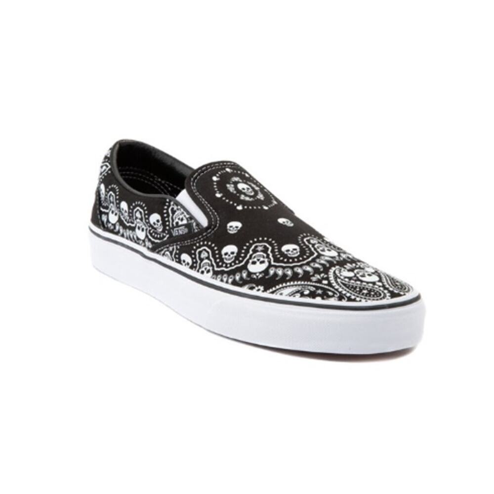 Vans Black and White Paisley Sneakers